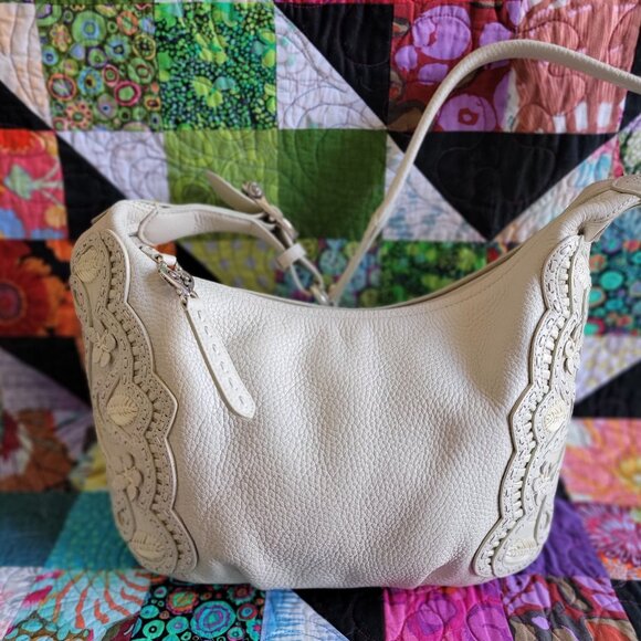 Brighton Masterpiece White Nikki Leather Shoulder Handbag with Hidden Pockets - Picture 4 of 10